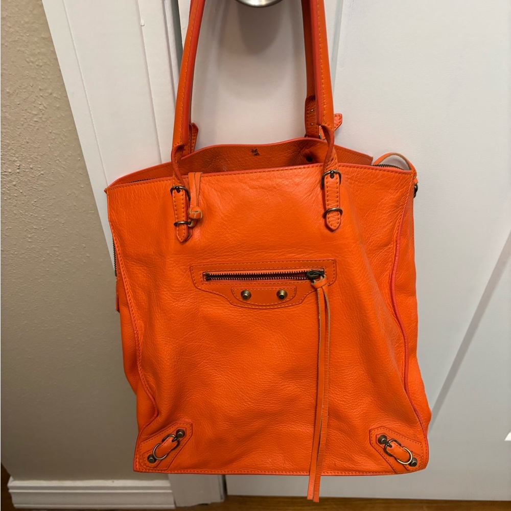 Balenciaga Orange Papier A4 Tote Bag
